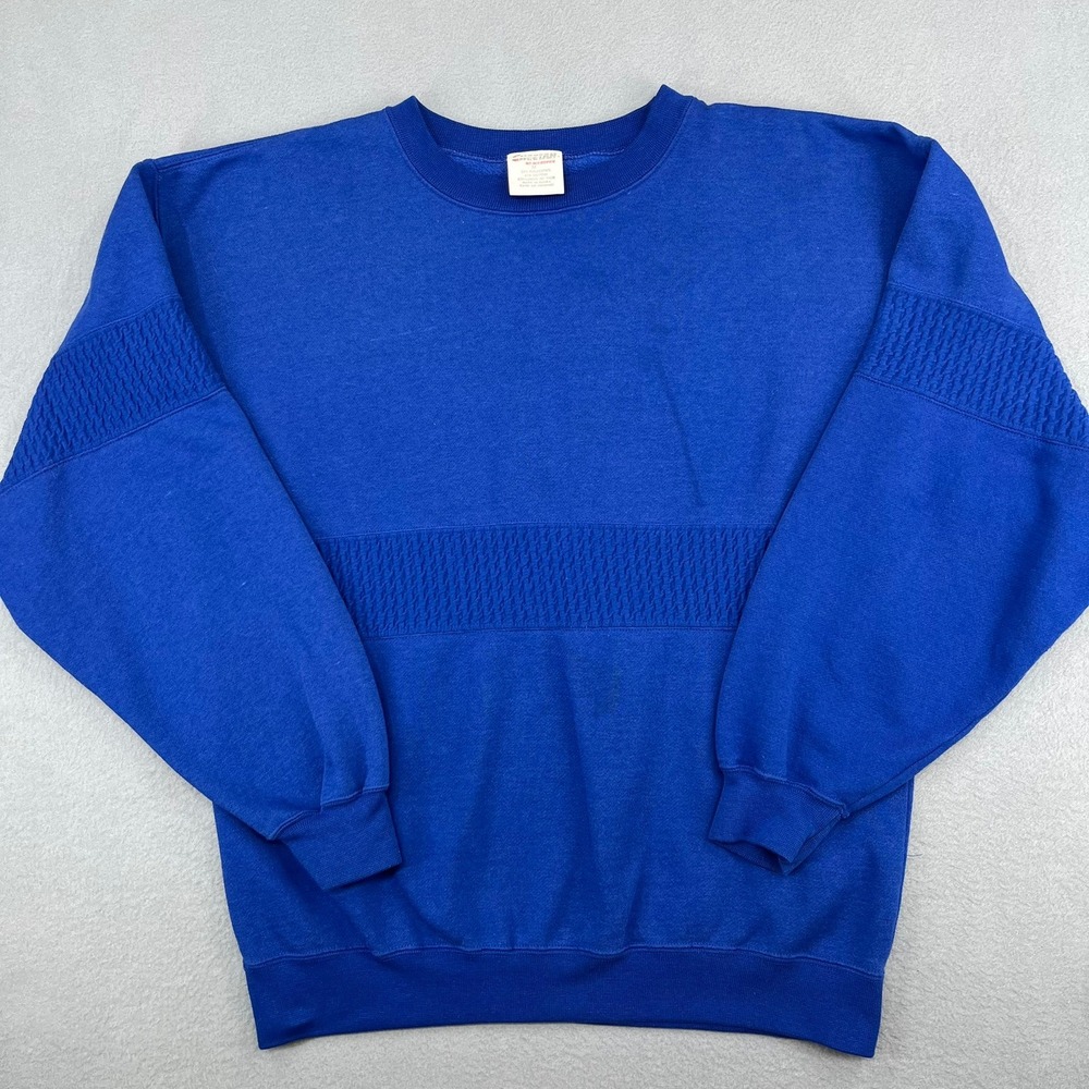 Vintage Cheetah by Mervyns Blue Textured Crewneck Sweatshirt Mens Medium 90s